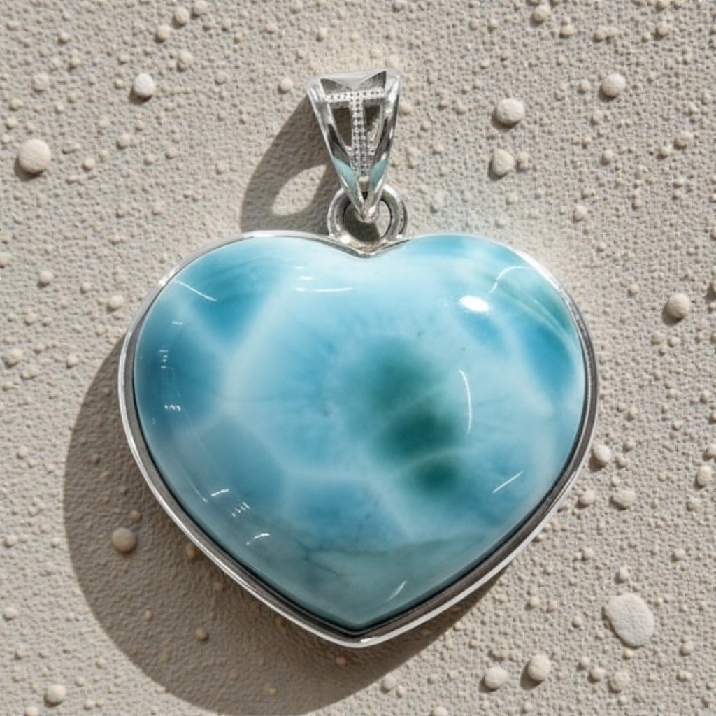 Larimar Herz mit Silber Fassung