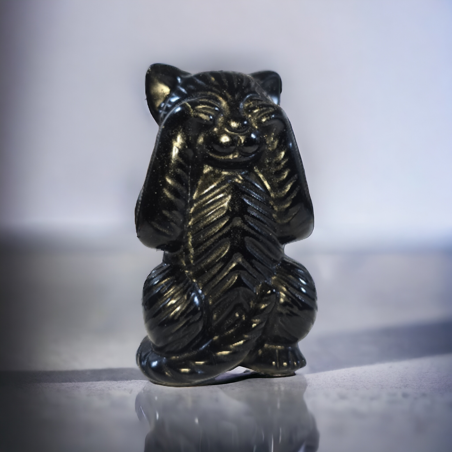 Schwarzer Obsidian Katze