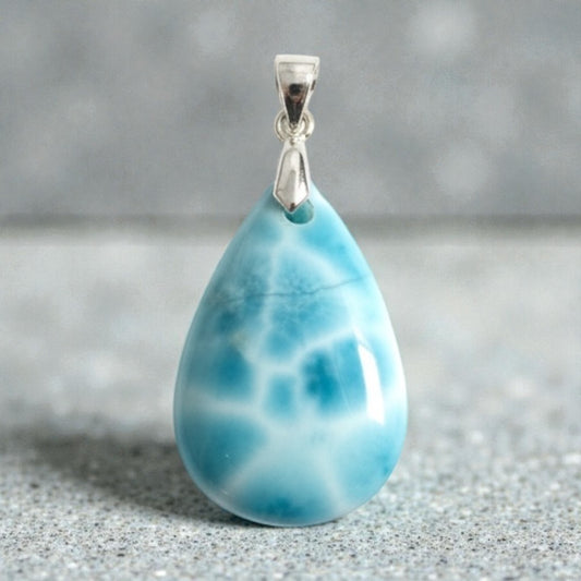 Larimar Tropfen Anhänger mit 925 Öse
