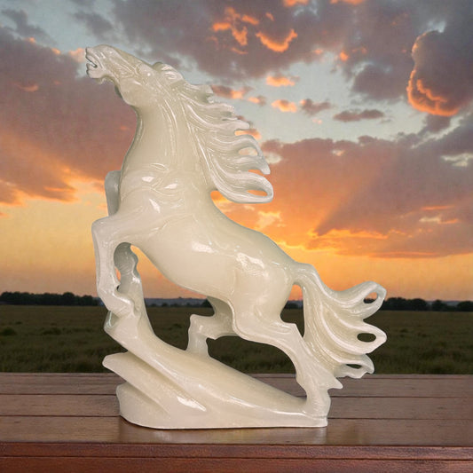 Weißes Pferd weiße Jade statement Stück