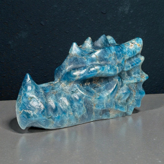 Blauer Apatit Drachen Kopf