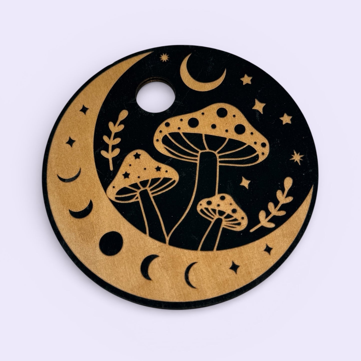 Holz Kugelhalter Pilze und Mond