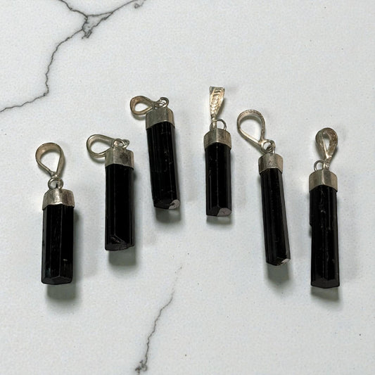 Schwarzer Turmalin Anhänger 925