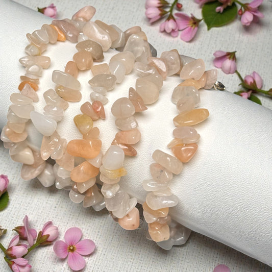 Pfirsich Mondstein chips Armband