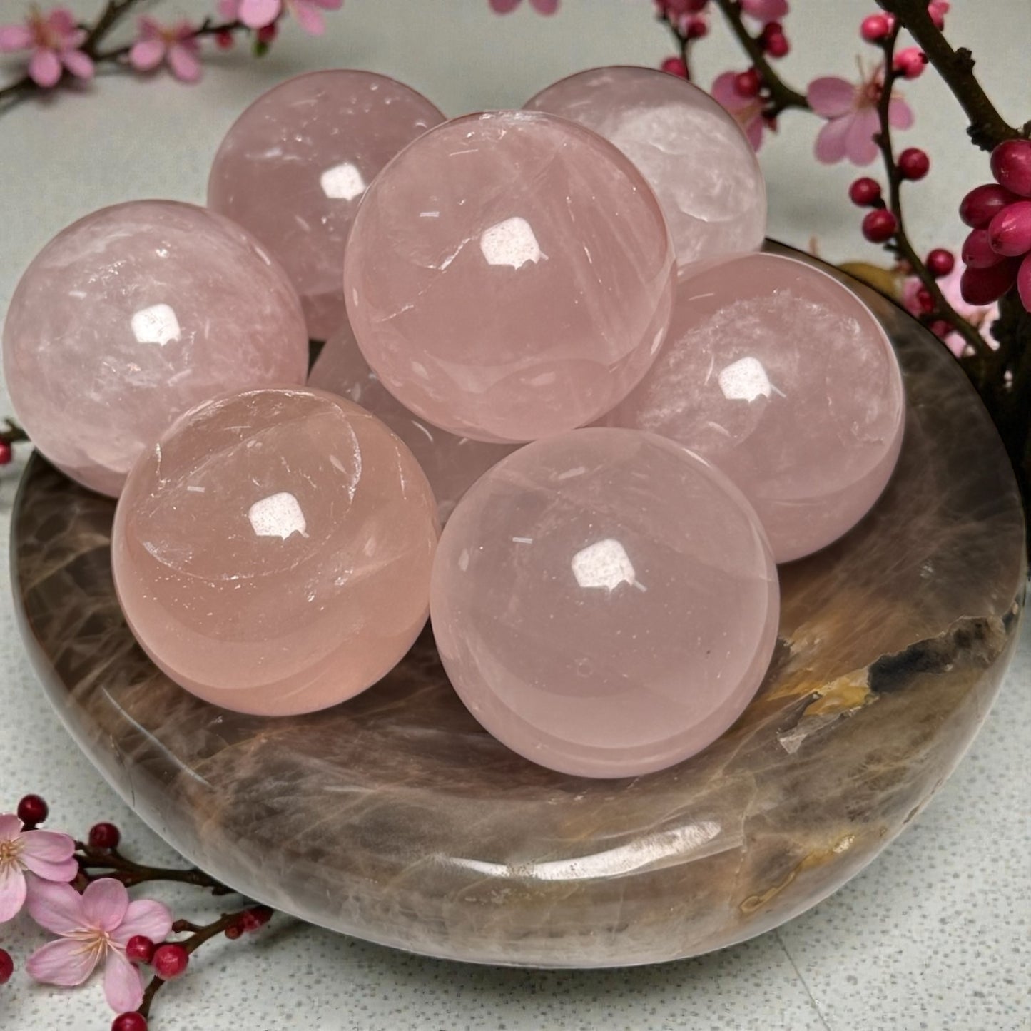 Rosenqaurz Kugel mit Starlight