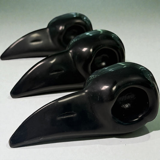 Schwarzer Obsidian Raben Toten Schädel