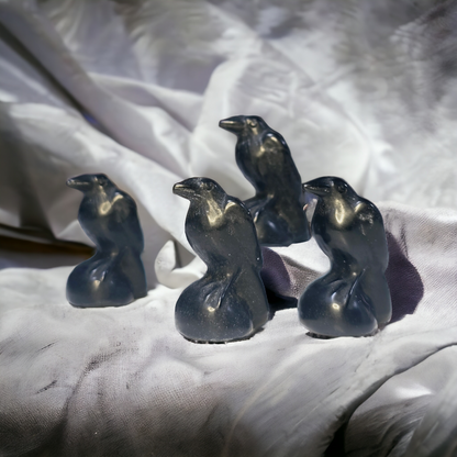 Mini Rabe schwarzer Obsidian